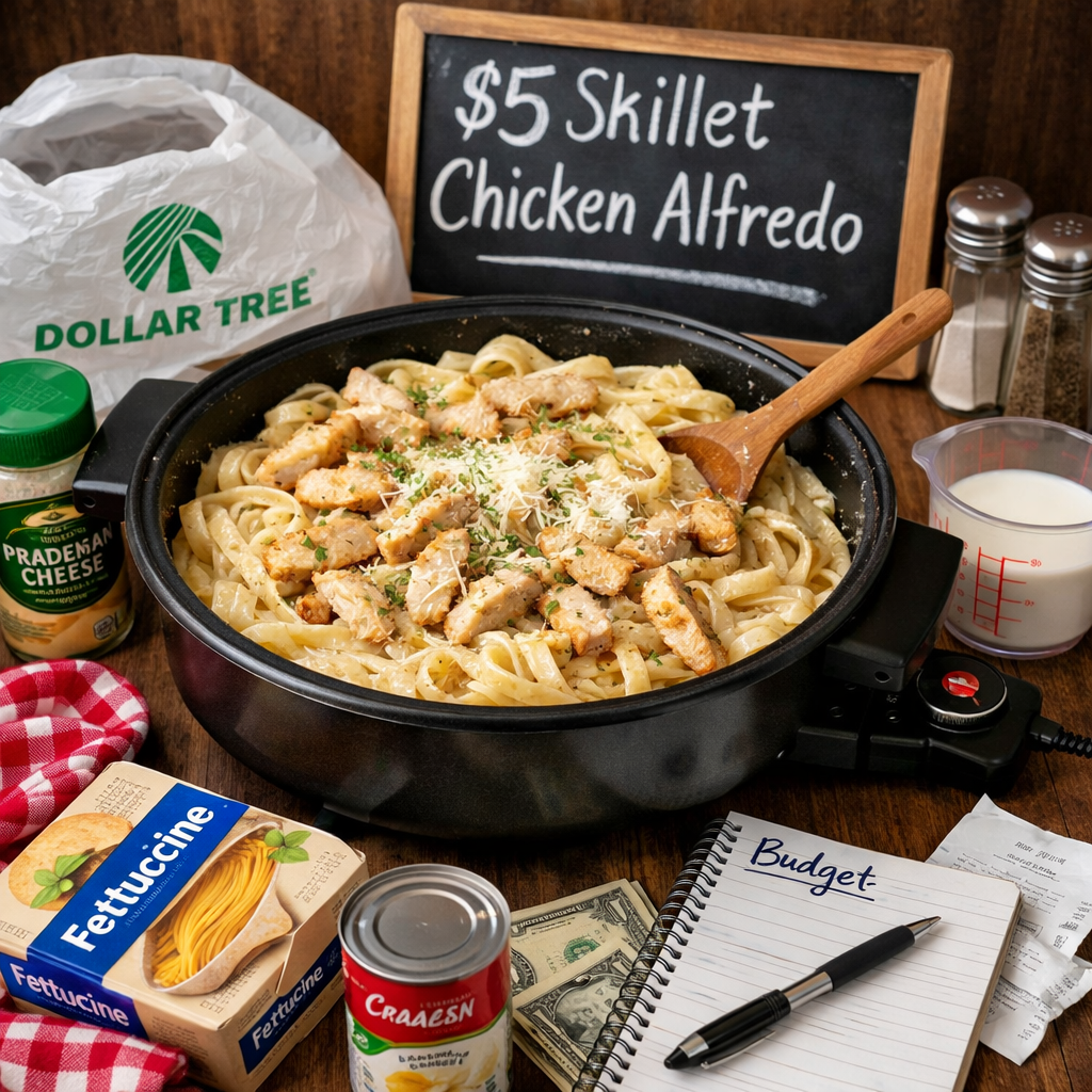 FACEBOOK SHARE: Lunch doesn’t have to be fancy — it just has to get done. $5 Skillet Chicken Alfredo saved the day again. ?️ #BudgetMeals #ElectricSkilletCooking #MomLife #DollarTreeFinds TWITTER/X SHARE: $5 lunch, 15 minutes, zero stress. Electric skillet for the win. ? #BudgetMeals #MomOnABudget #ElectricSkillet