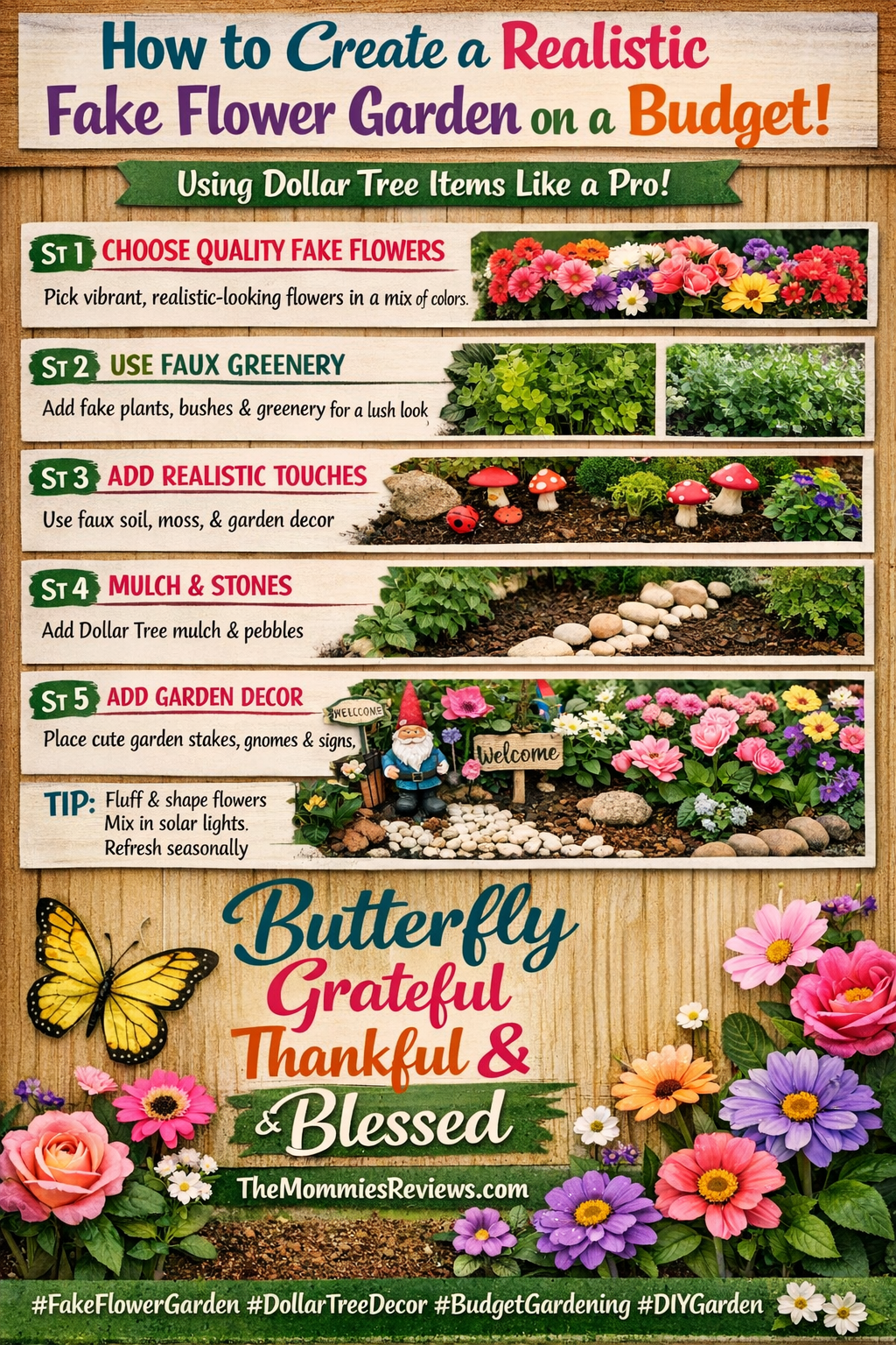 ? How to Turn a Townhome Flower Garden into a Realistic Fake Garden (Using Dollar Tree Finds!)