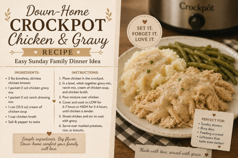 Down-Home Crockpot Chicken & Gravy Recipe (Easy Sunday Family Dinner Idea)
