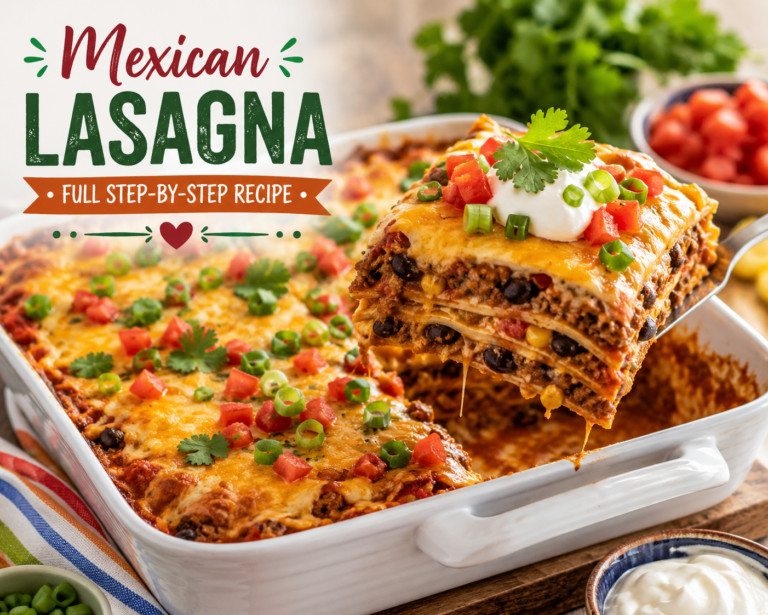 3️⃣ ?️ Mexican Lasagna (Full Step-by-Step Recipe)